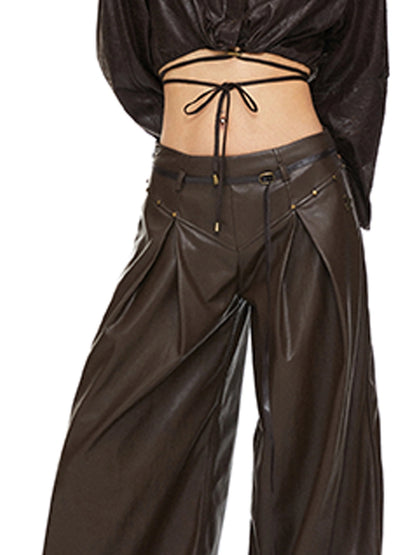 kvkv Torn Bark Texture Drawstring Crop Shirt
