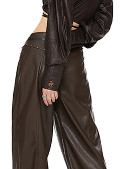 kvkv Torn Bark Texture Drawstring Crop Shirt