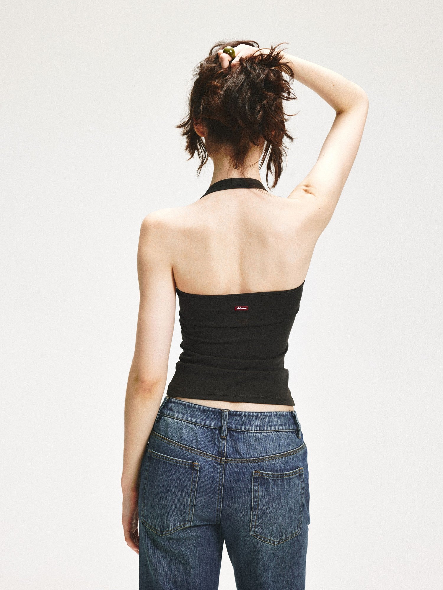 kvkv Twist Knot Asymmetrical V-neck Open Back Women&