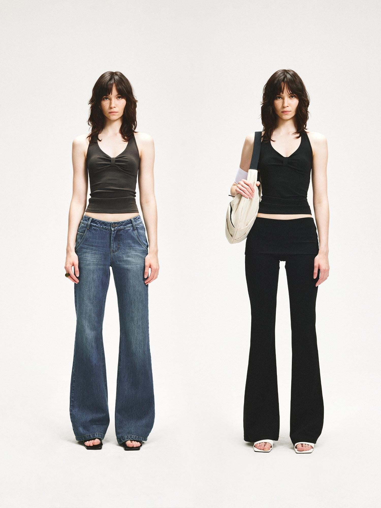 kvkv Twist Knot Asymmetrical V-neck Open Back Women&