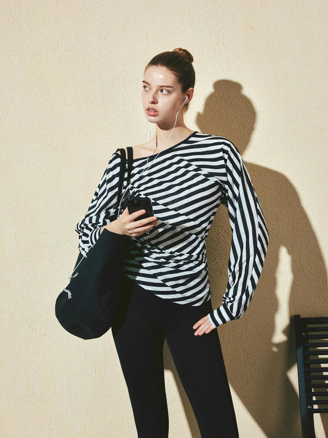 kvkv Twisted Asymmetric Batwing Yoga Top