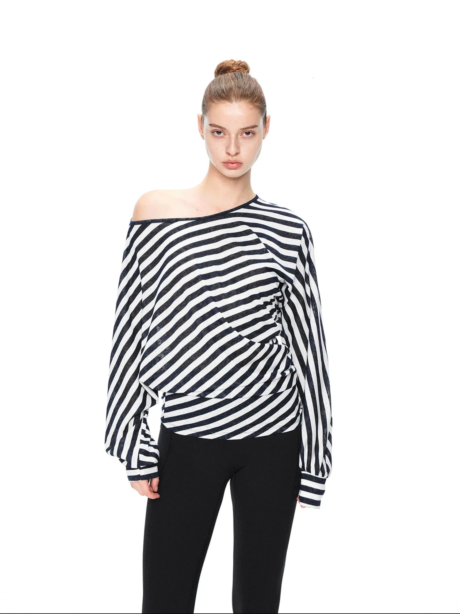 kvkv Twisted Asymmetric Batwing Yoga Top