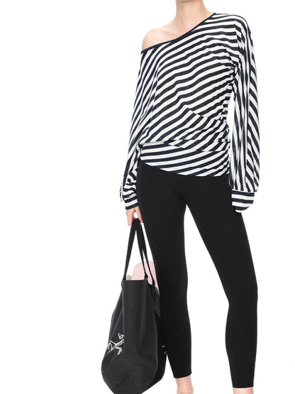 kvkv Twisted Asymmetric Batwing Yoga Top
