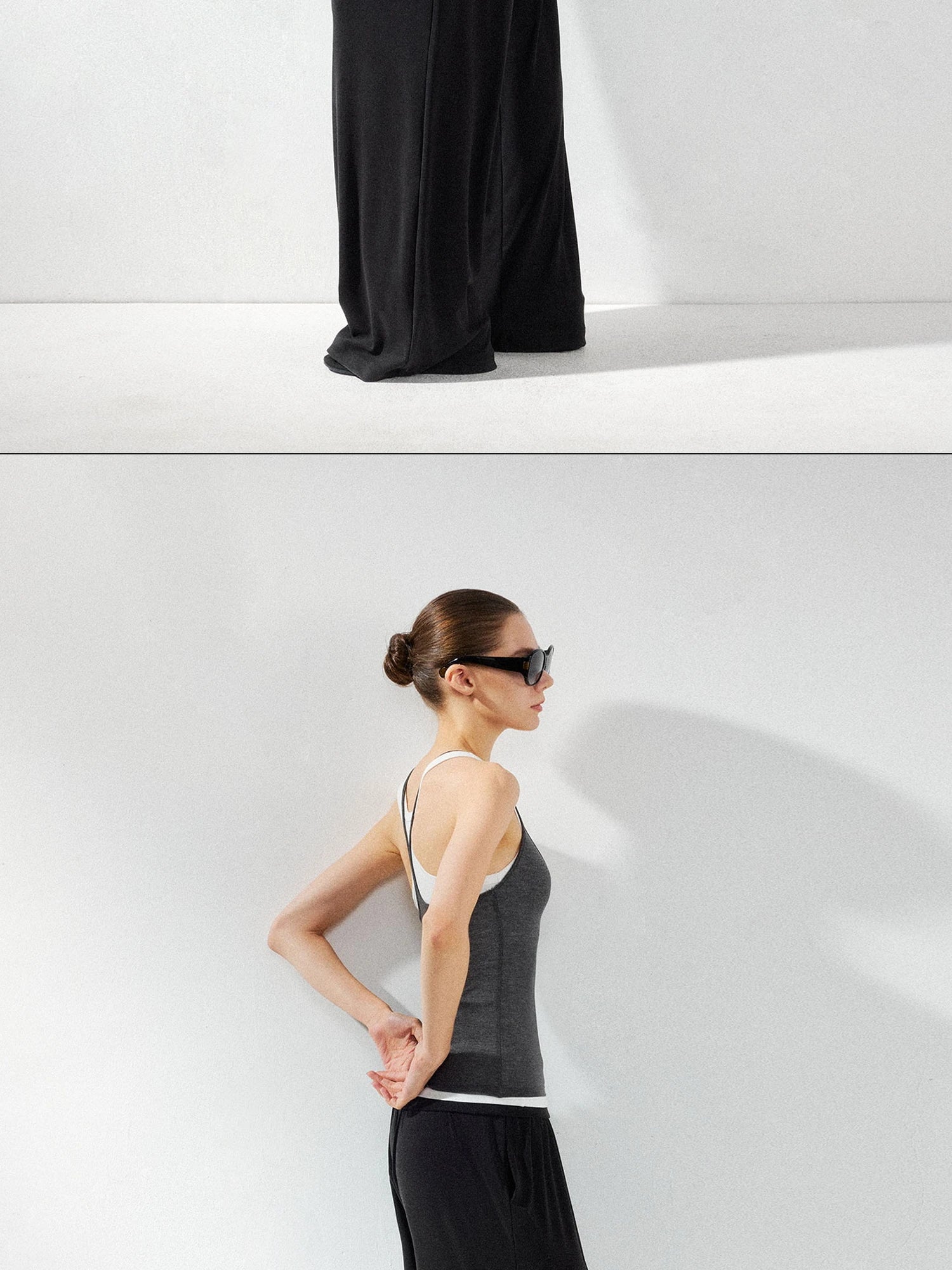 kvkv Two Piece Layered Vest In Grey And White