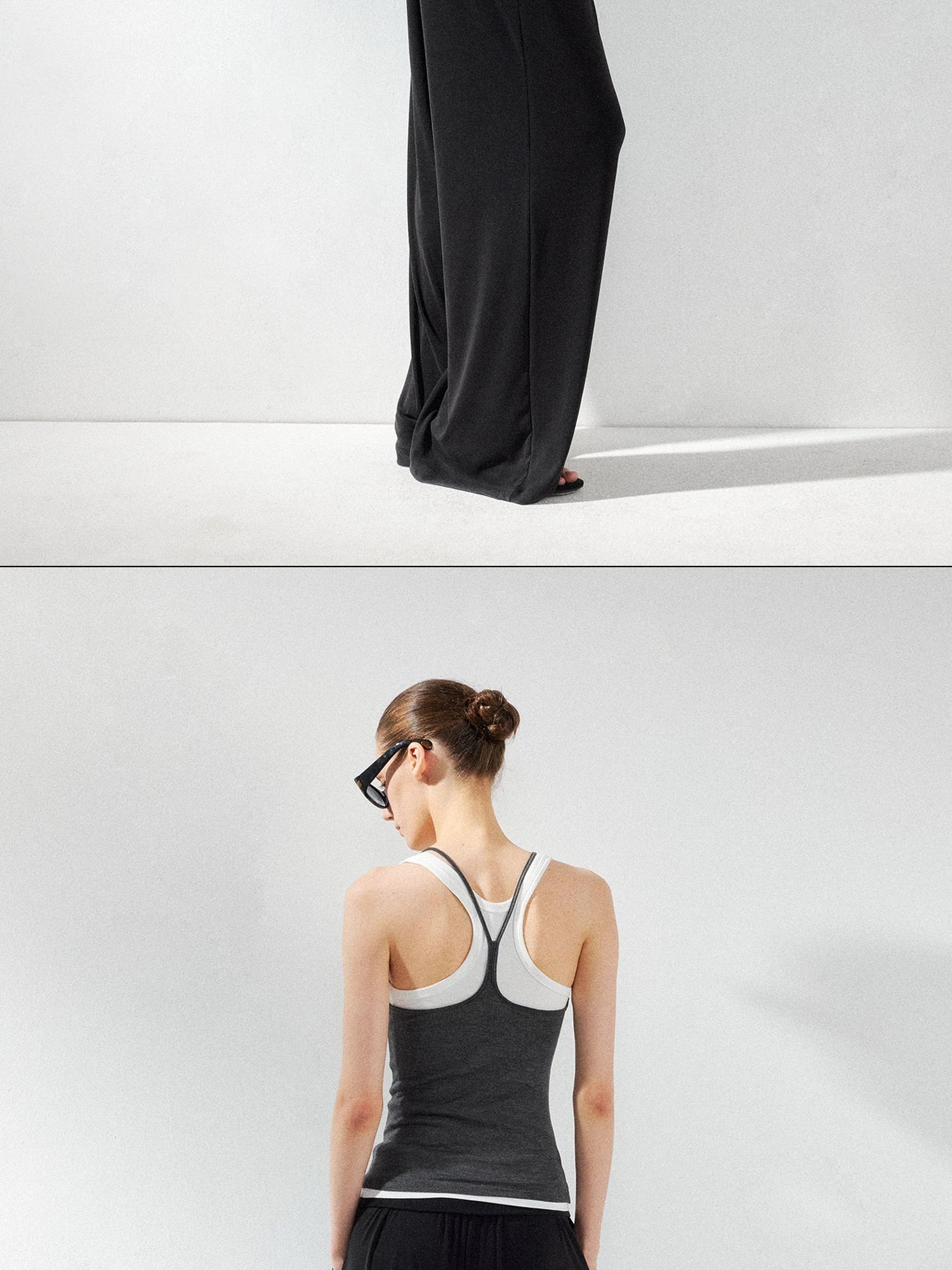 kvkv Two Piece Layered Vest In Grey And White