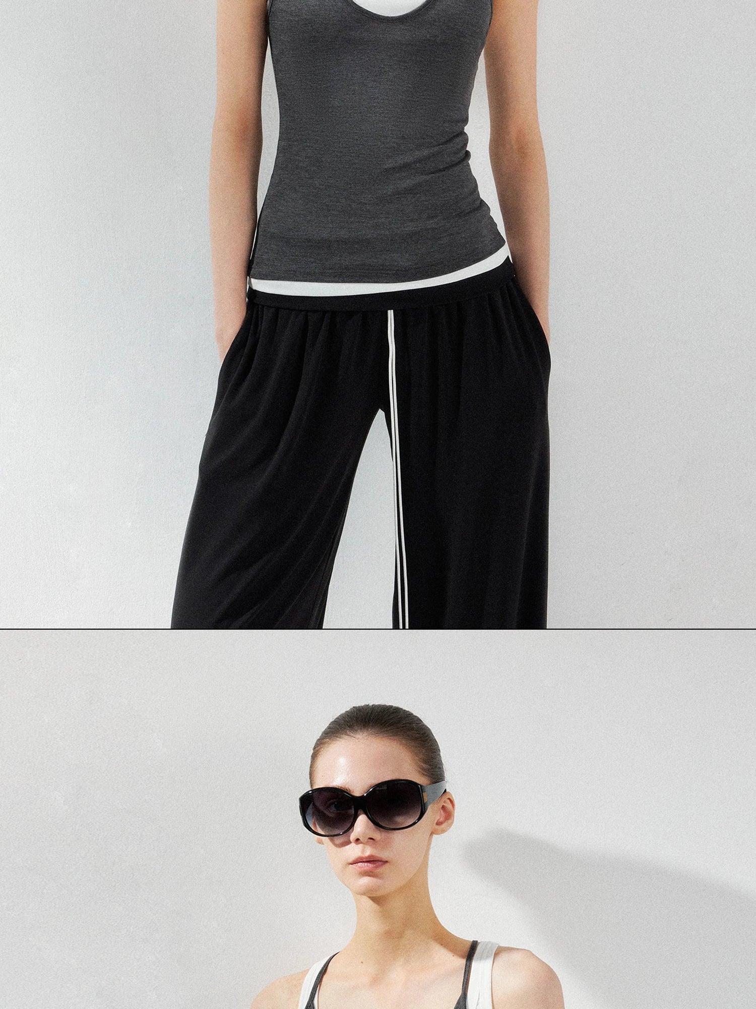 kvkv Two Piece Layered Vest In Grey And White
