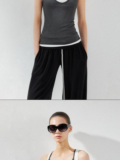 kvkv Two Piece Layered Vest In Grey And White