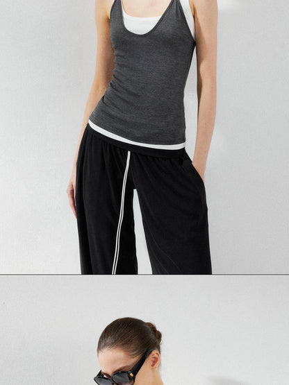 kvkv Two Piece Layered Vest In Grey And White
