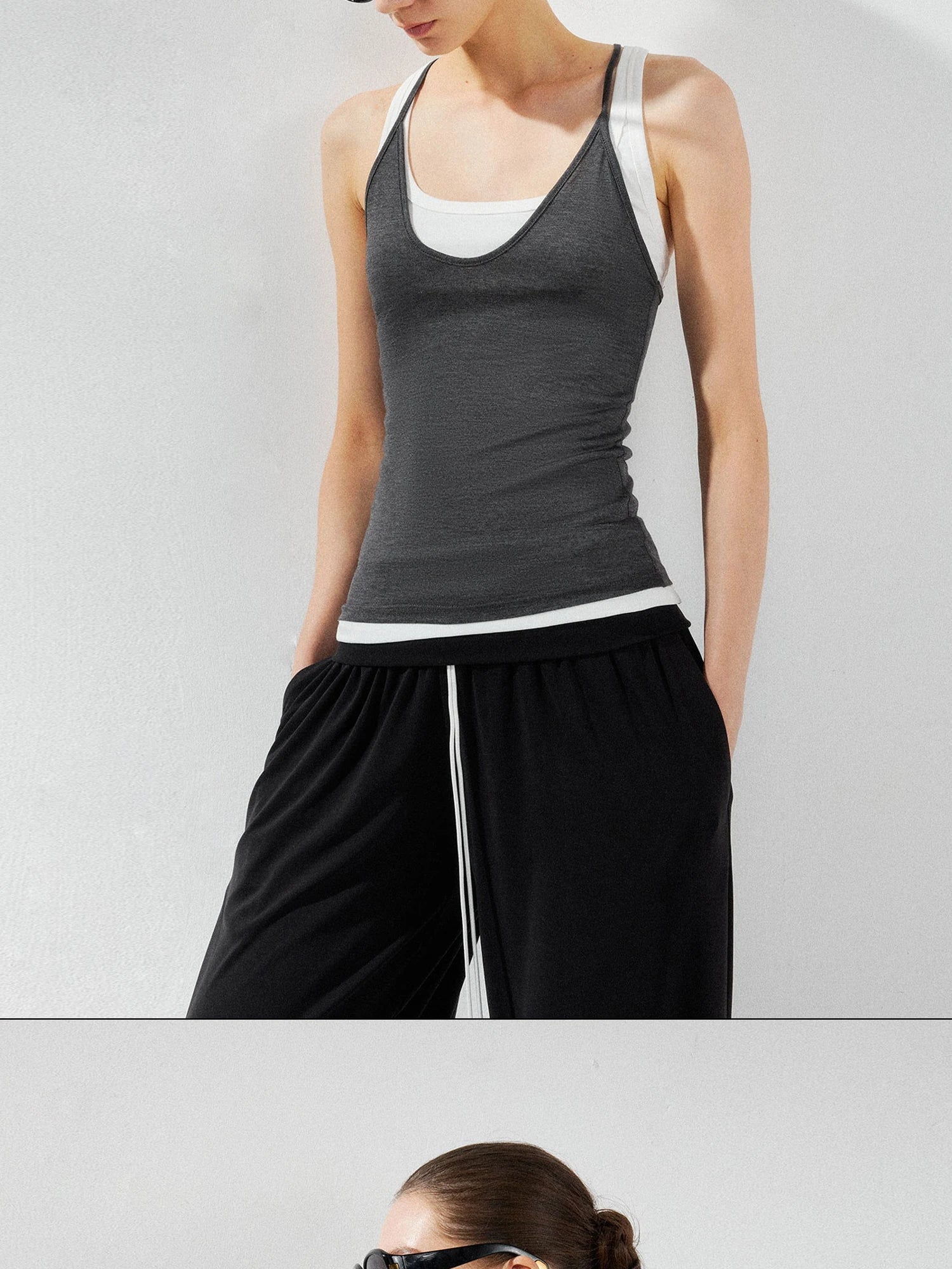 kvkv Two Piece Layered Vest In Grey And White