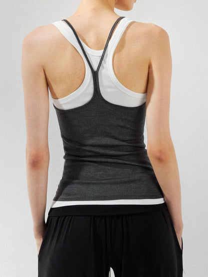 kvkv Two Piece Layered Vest In Grey And White