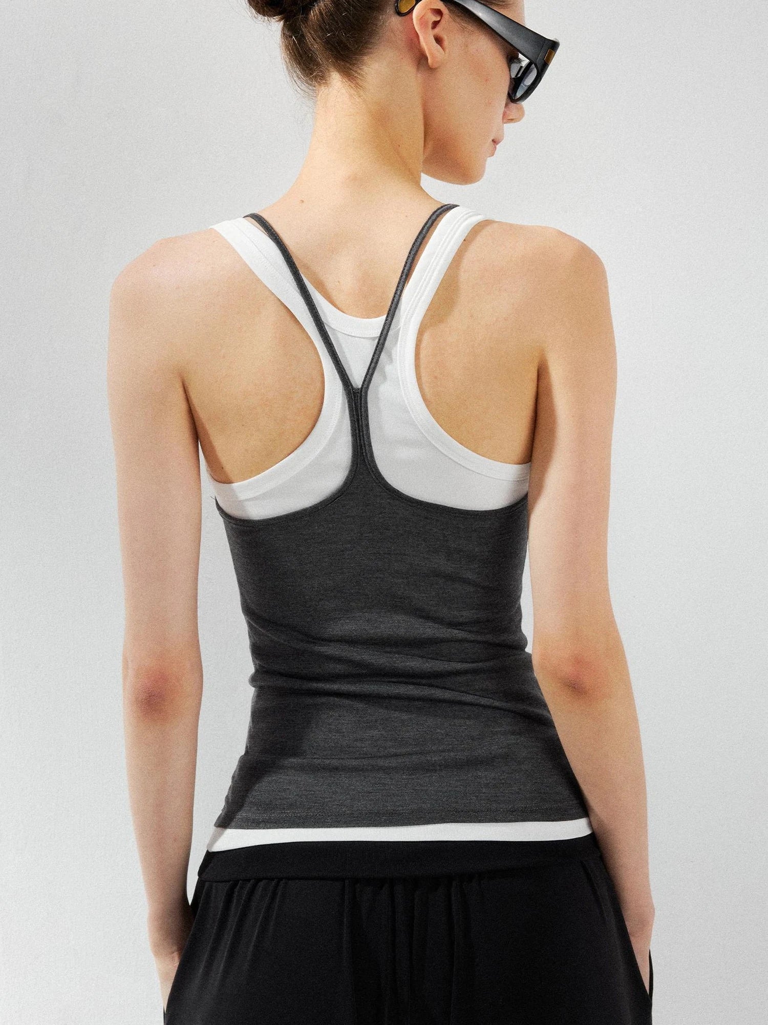 kvkv Two Piece Layered Vest In Grey And White