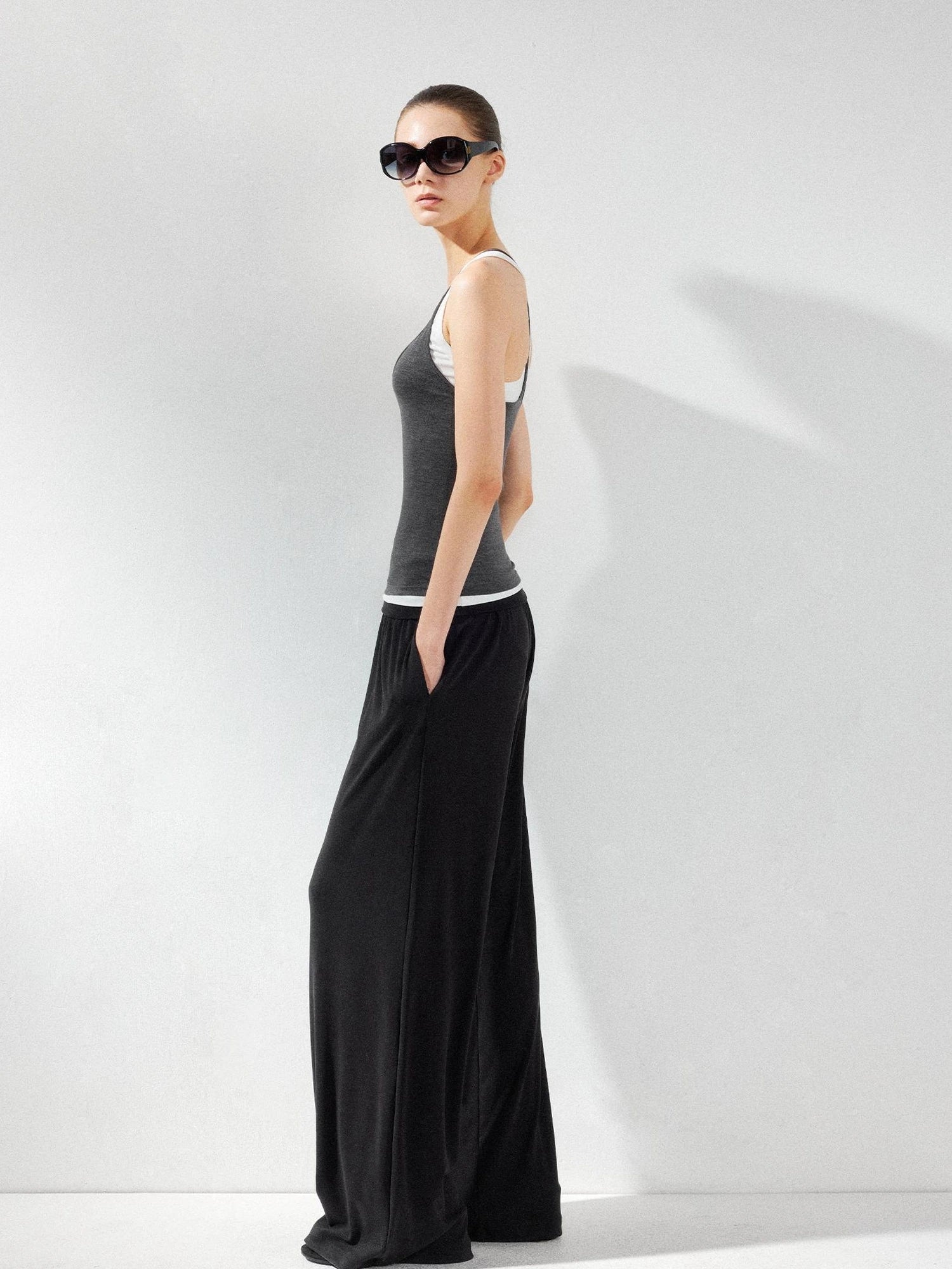 kvkv Two Piece Layered Vest In Grey And White
