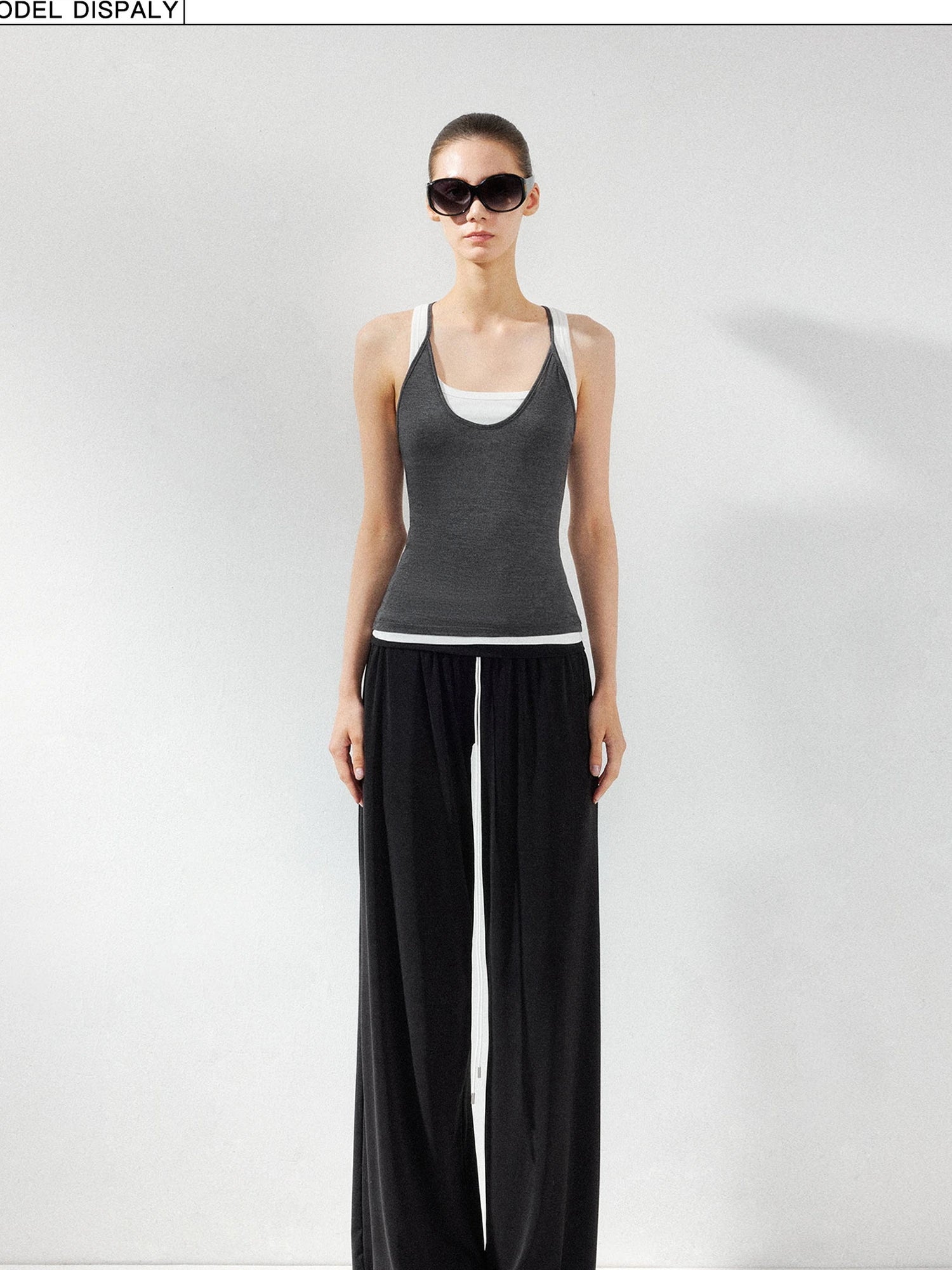 kvkv Two Piece Layered Vest In Grey And White