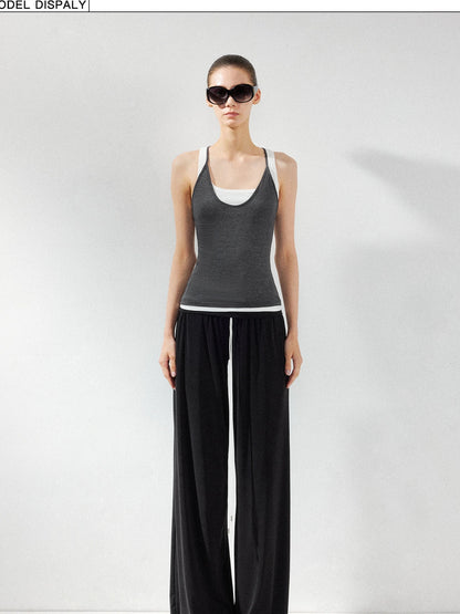 kvkv Two Piece Layered Vest In Grey And White