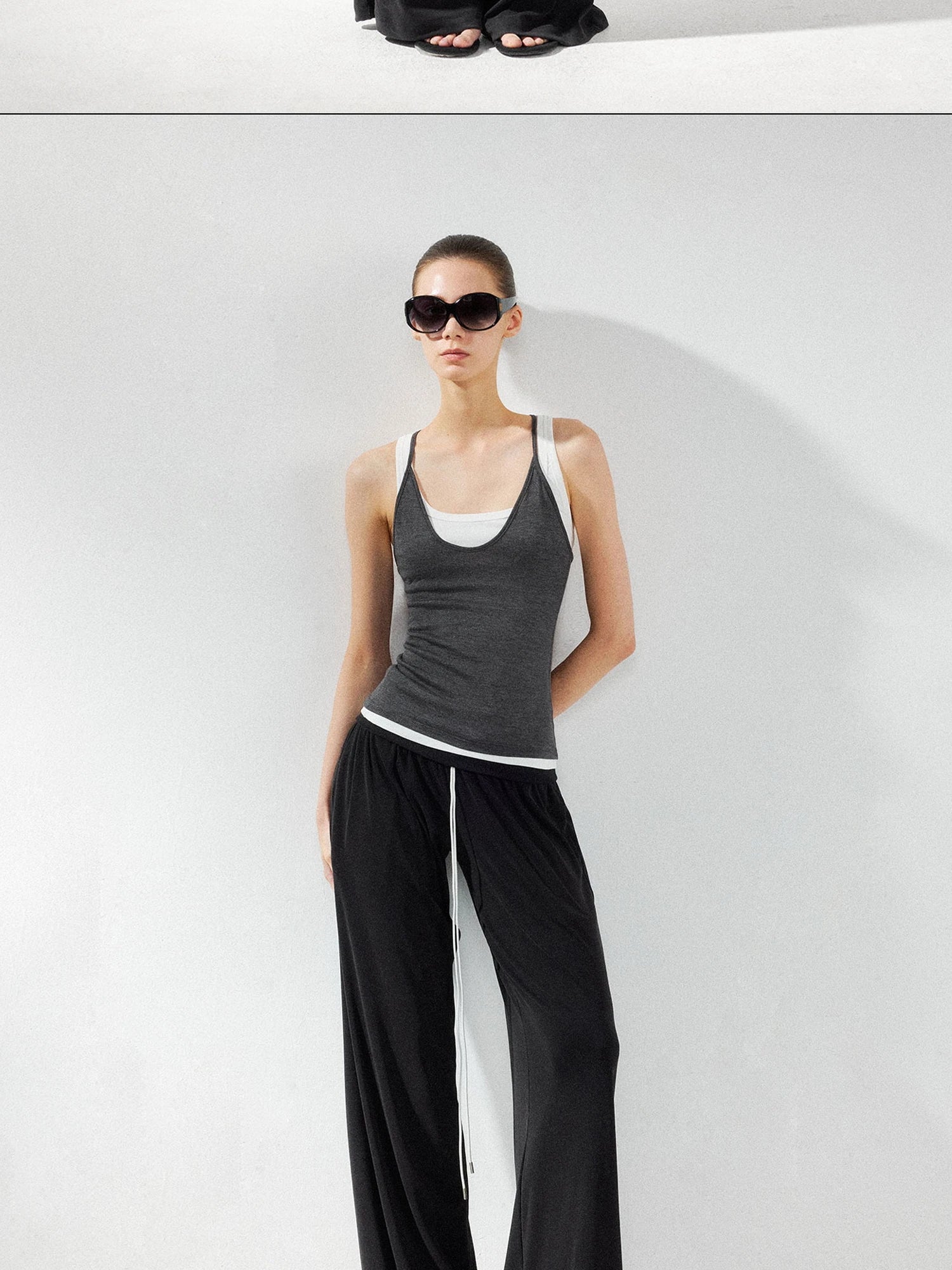 kvkv Two Piece Layered Vest In Grey And White