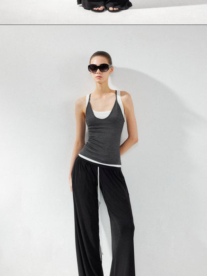 kvkv Two Piece Layered Vest In Grey And White