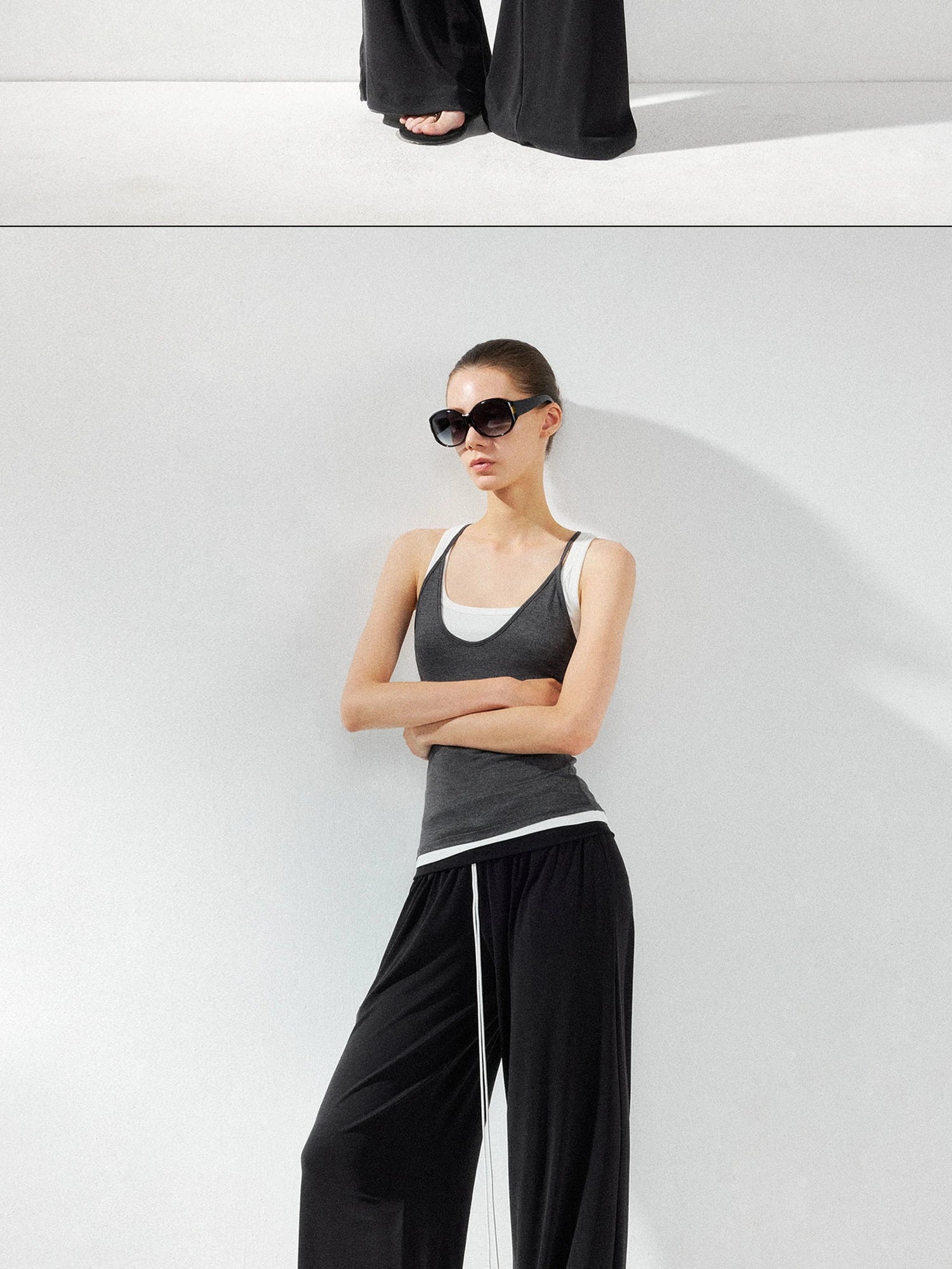 kvkv Two Piece Layered Vest In Grey And White