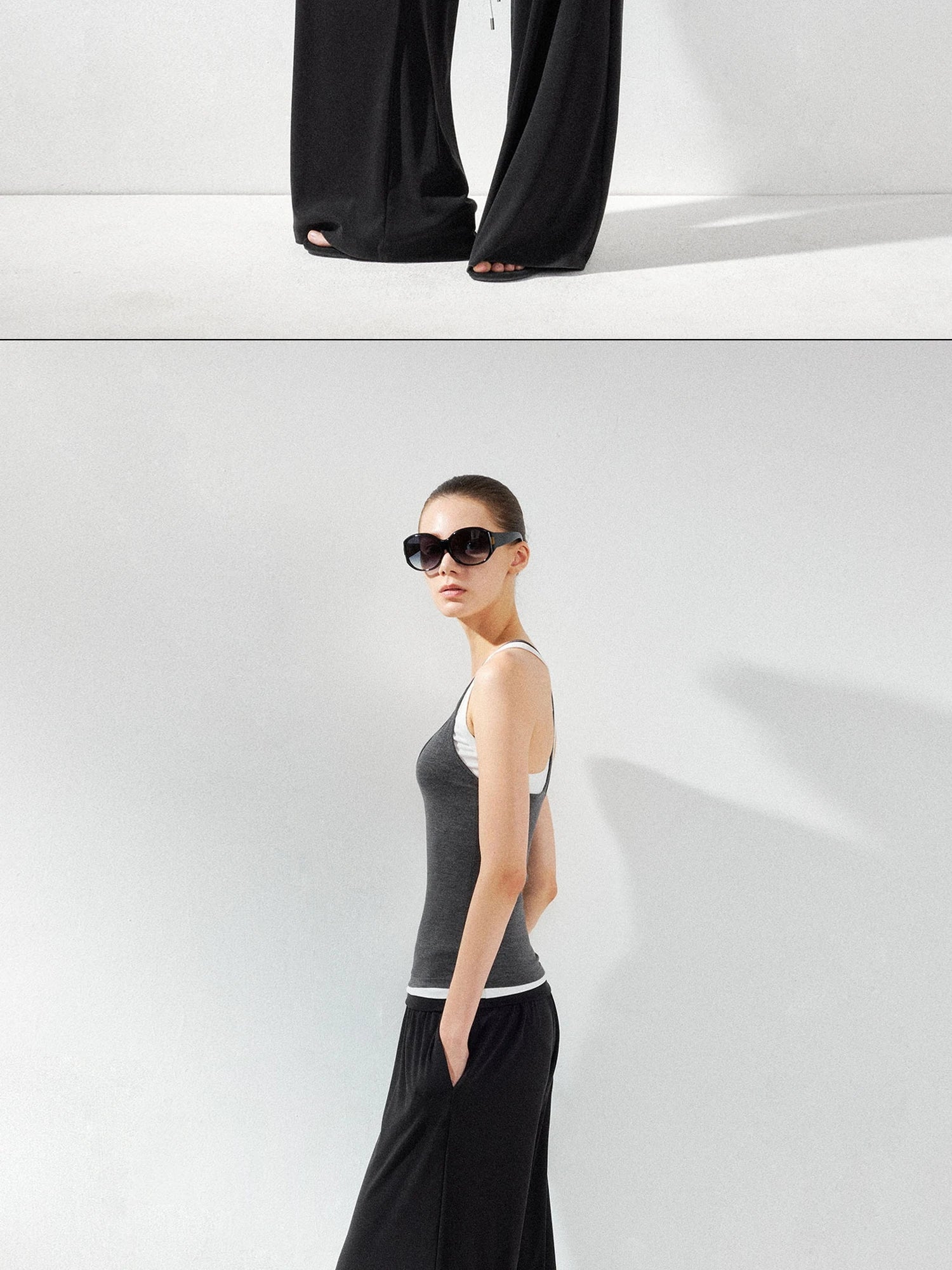 kvkv Two Piece Layered Vest In Grey And White