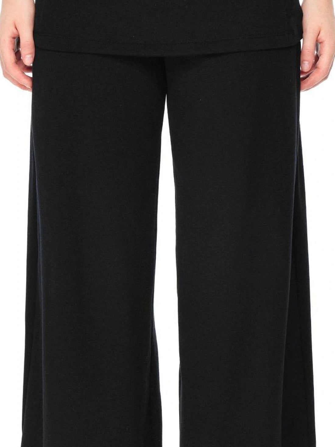 Two Tone Fold Waist Flared Trousers