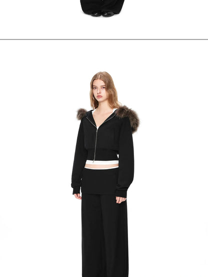 Two Tone Fold Waist Flared Trousers