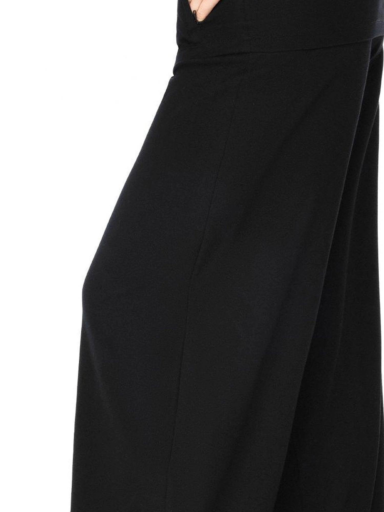 Two Tone Fold Waist Flared Trousers
