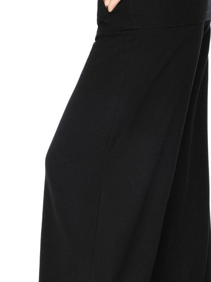 Two Tone Fold Waist Flared Trousers