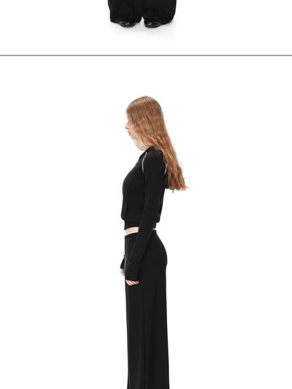 Two Tone Fold Waist Flared Trousers