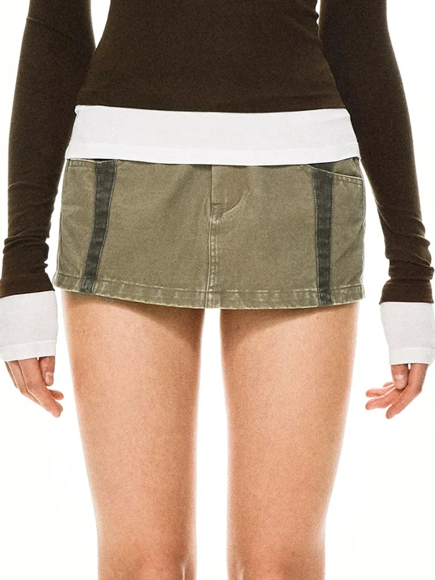 kvkv Two Tone Henley Layered Top