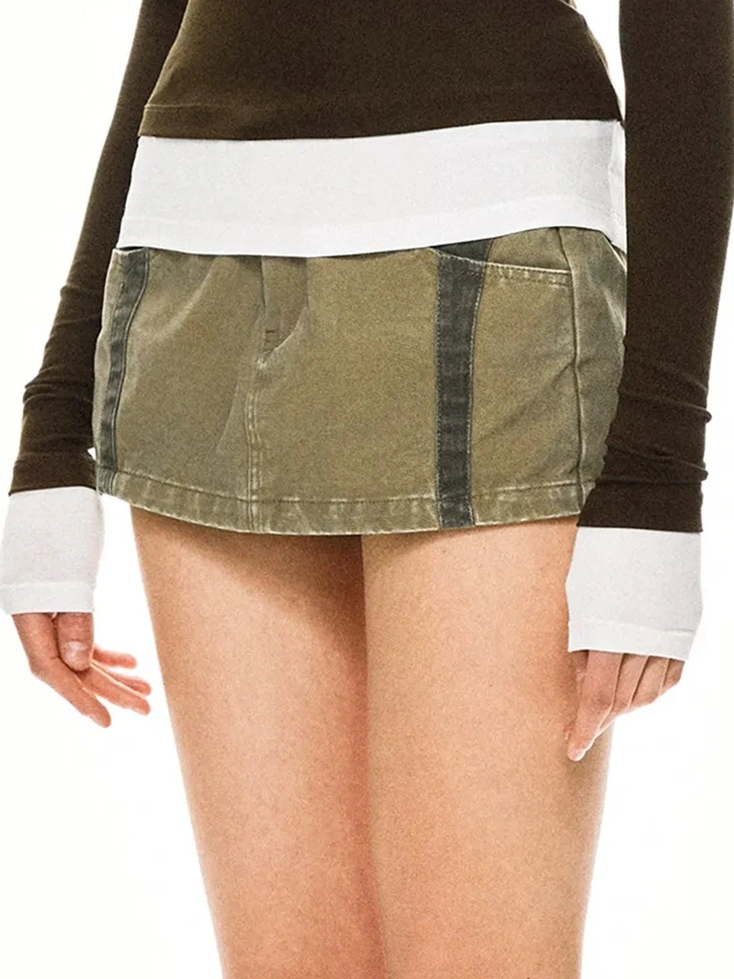 kvkv Two Tone Henley Layered Top