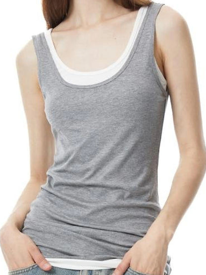 Two Tone Layered Slim Fit Vest Top