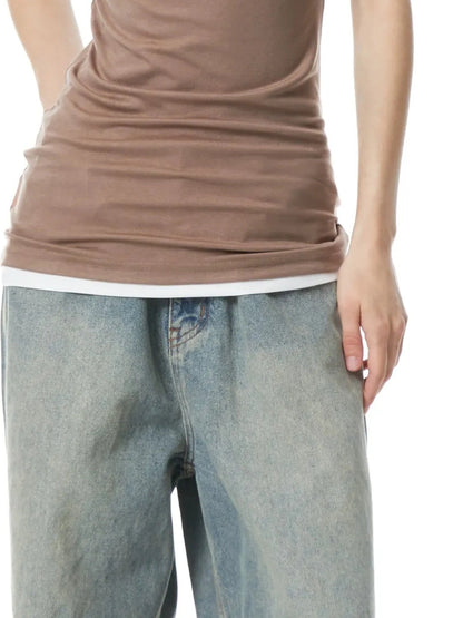 Two Tone Layered Slim Fit Vest Top
