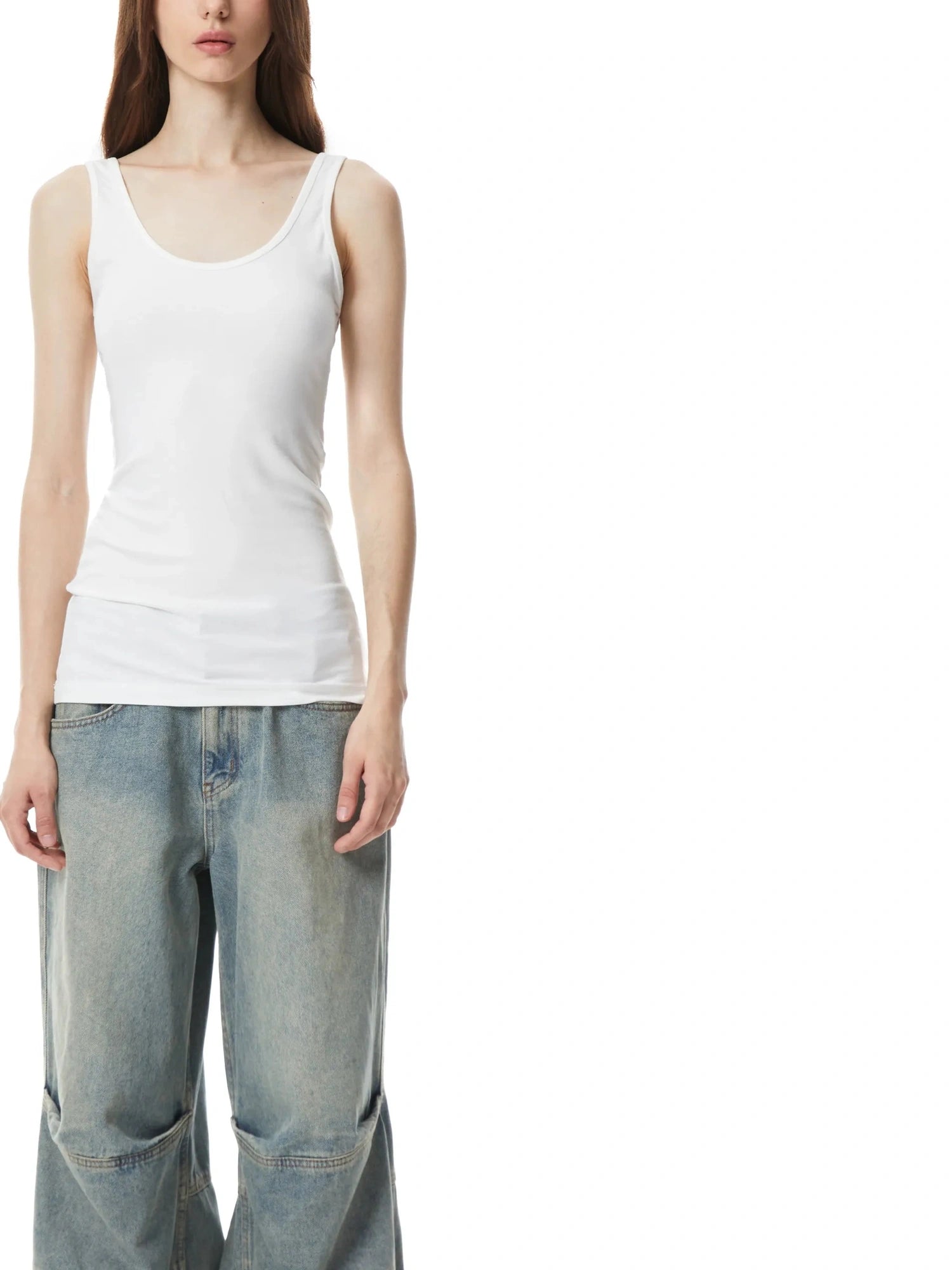 Two Tone Layered Slim Fit Vest Top