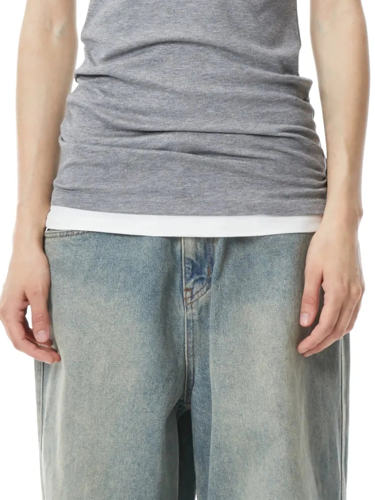 Two Tone Layered Slim Fit Vest Top