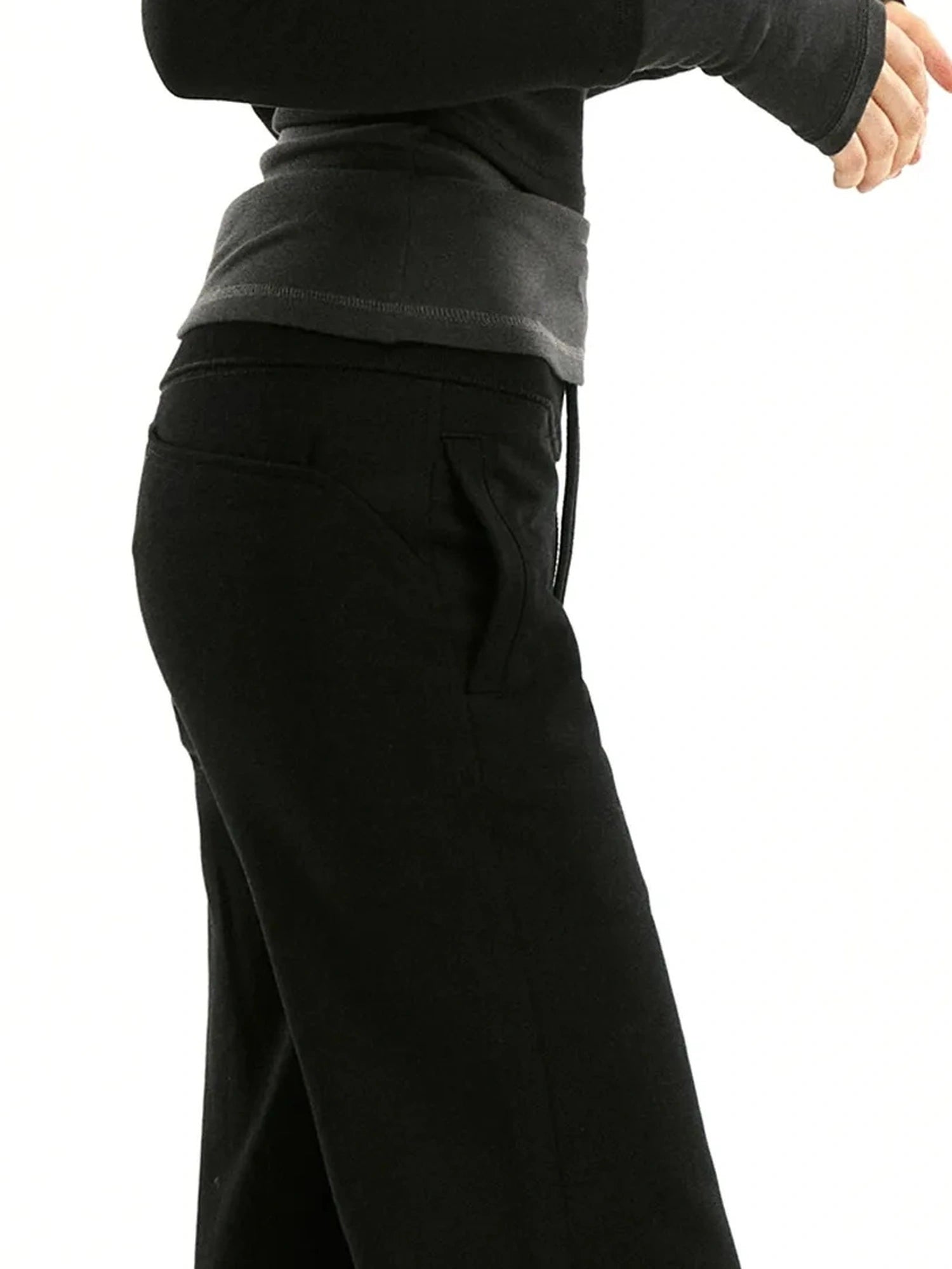kvkv Two Tone Mock Neck Slim Long Sleeve Top