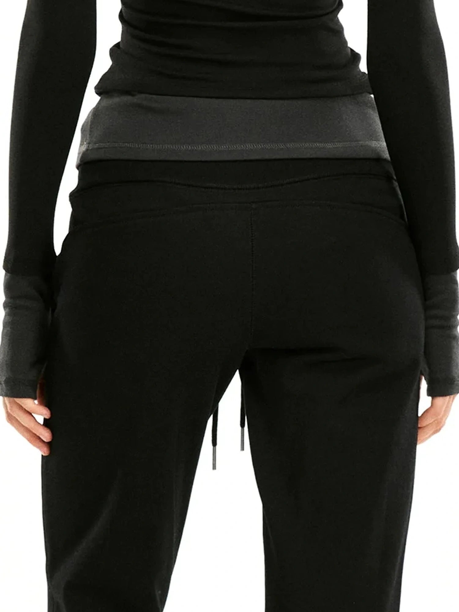 kvkv Two Tone Mock Neck Slim Long Sleeve Top