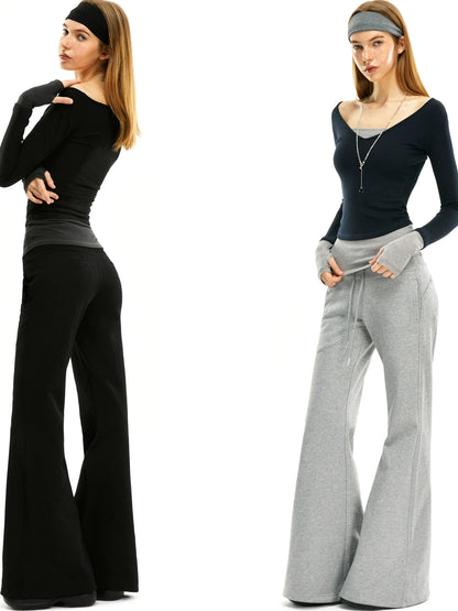 kvkv Two Tone Mock Neck Slim Long Sleeve Top