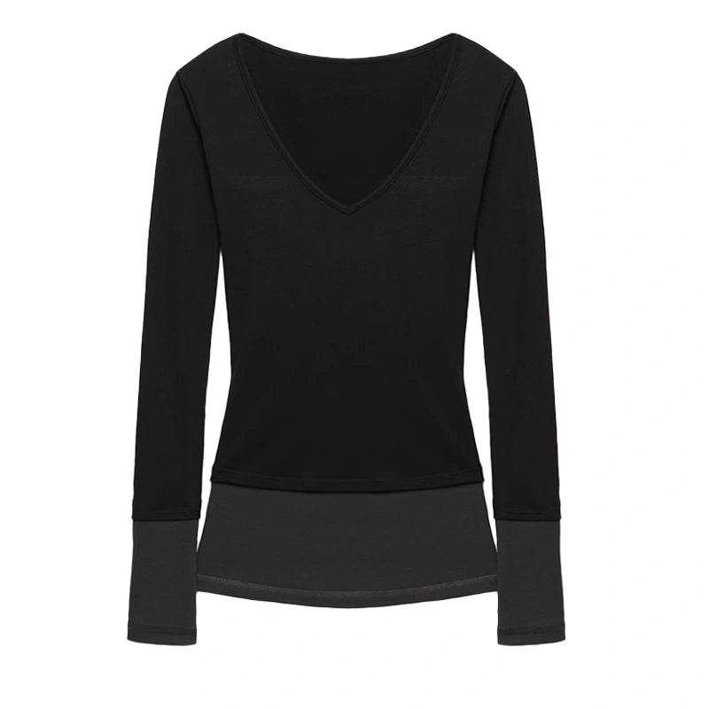 kvkv_Two_Tone_Mock_Neck_Slim_Long_Sleeve_Top_MISSTT