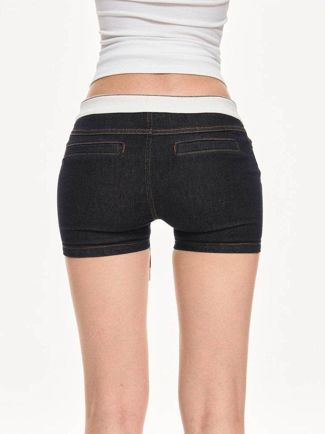 KVKV Yoga Clothing Brand - Two Tone Ribbed Denim Shorts