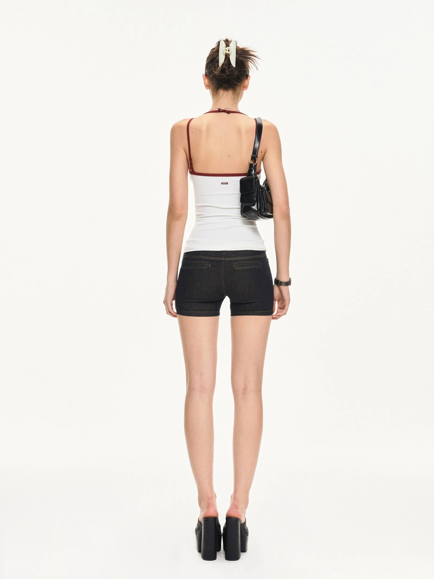 KVKV Yoga Clothing Brand - Two Tone Ribbed Denim Shorts