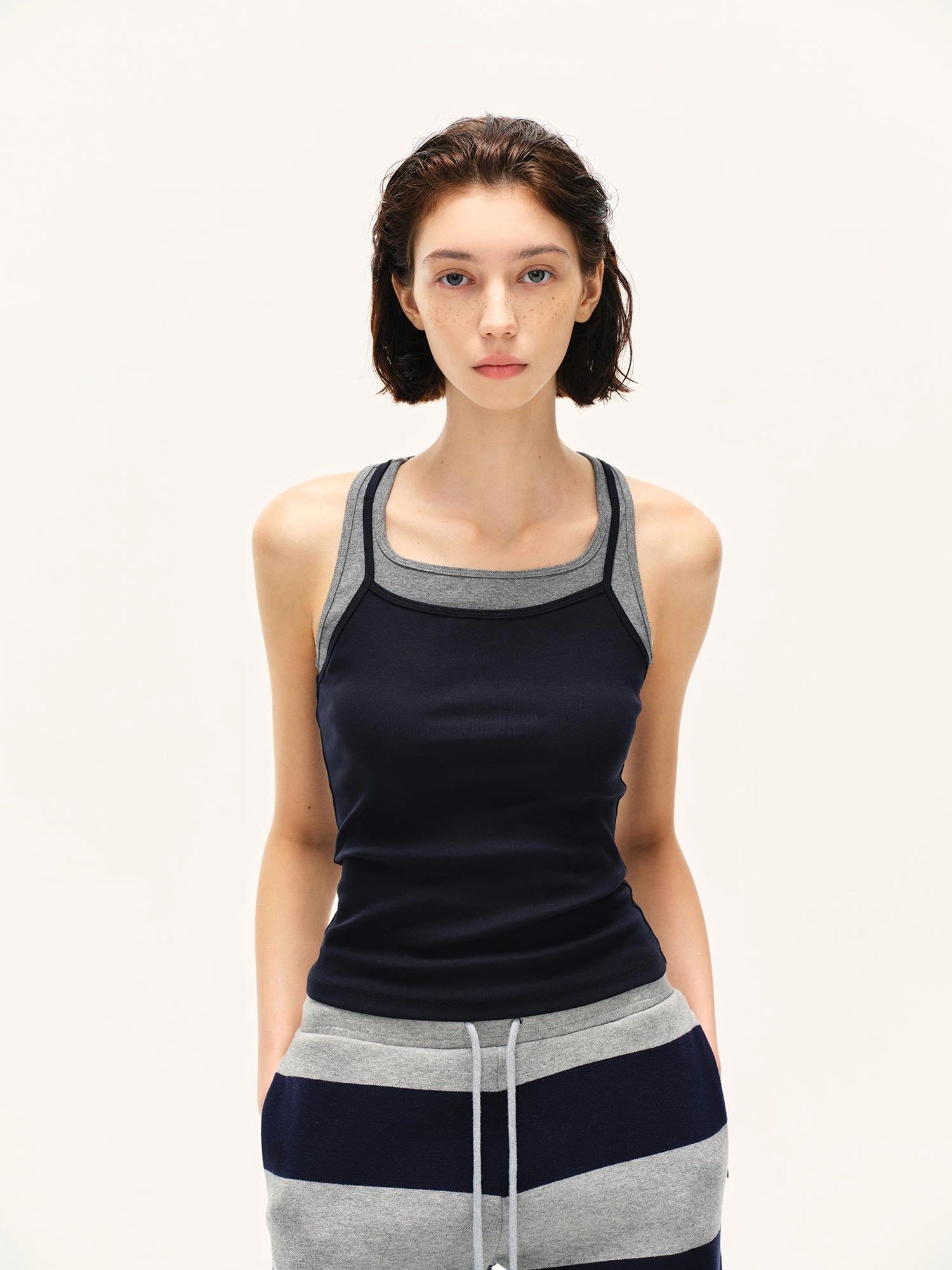 kvkv Two Tone Ribbed Yoga Tank Top