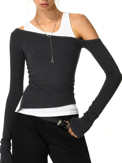 kvkv Two Tone Sloping Shoulder Two Piece Set