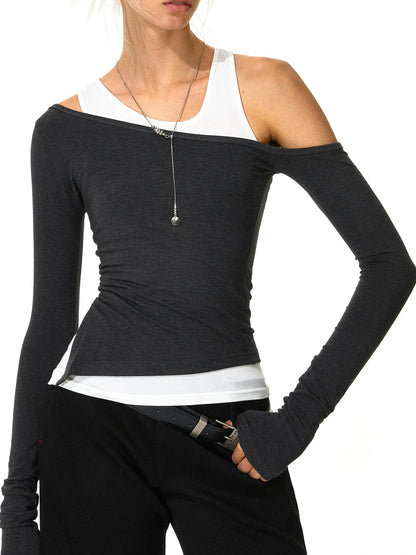 kvkv Two Tone Sloping Shoulder Two Piece Set