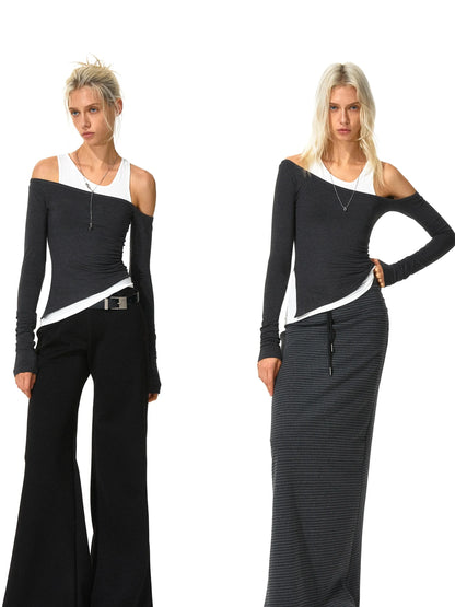 kvkv Two Tone Sloping Shoulder Two Piece Set