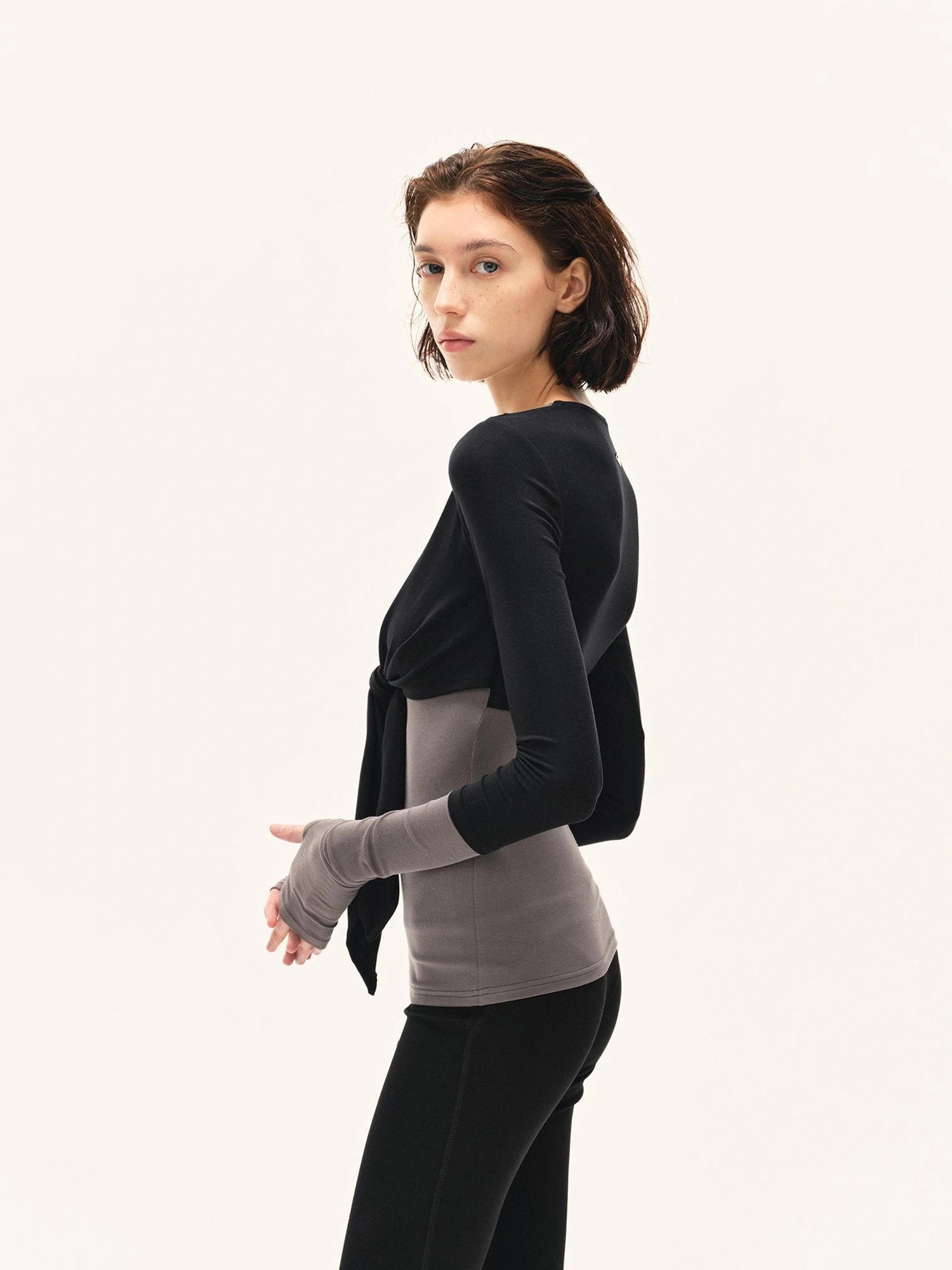 kvkv Two Tone Stretch Slim Fit Long Sleeve Top