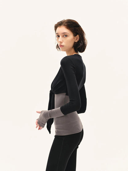 kvkv Two Tone Stretch Slim Fit Long Sleeve Top