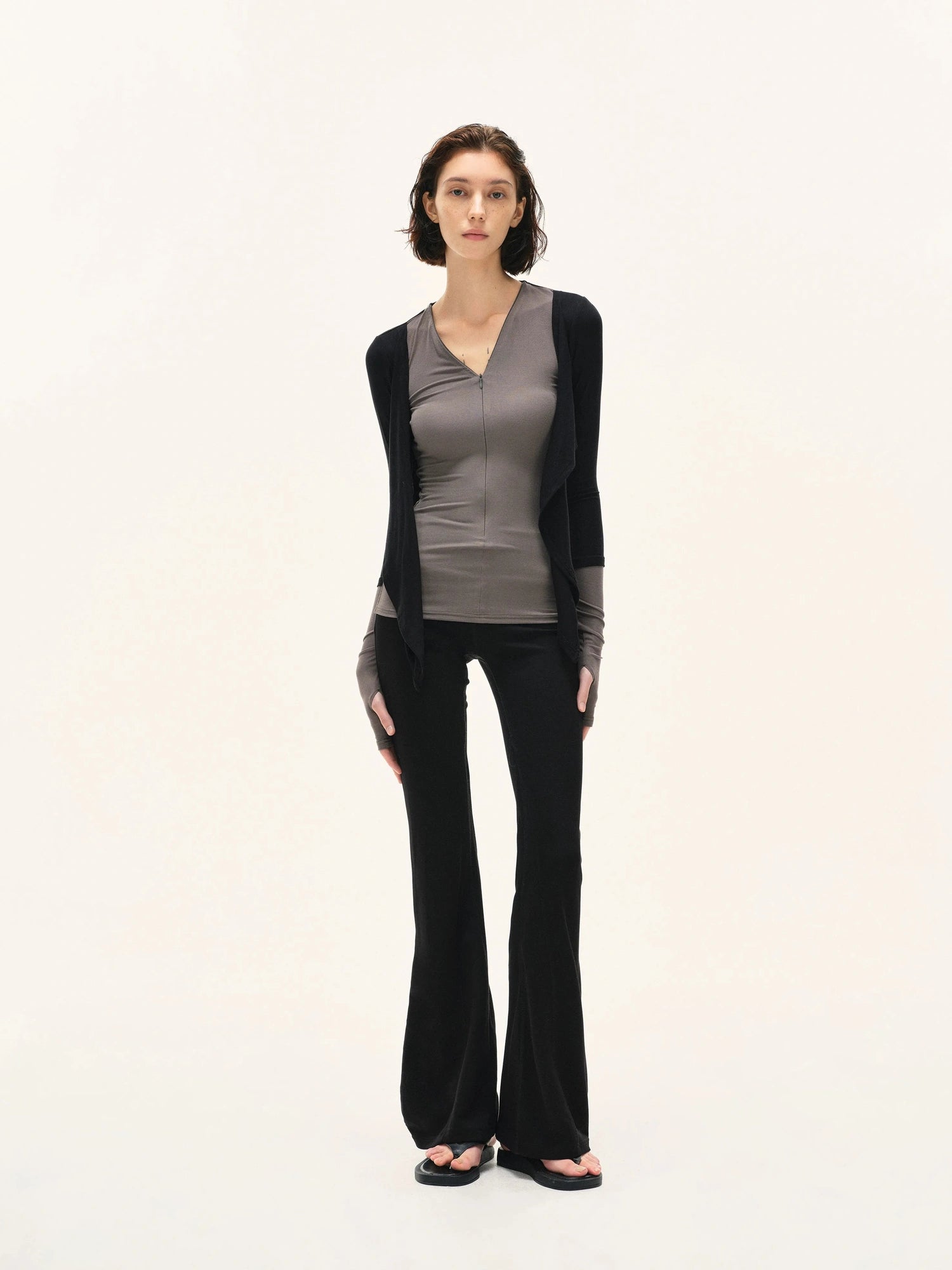 kvkv Two Tone Stretch Slim Fit Long Sleeve Top