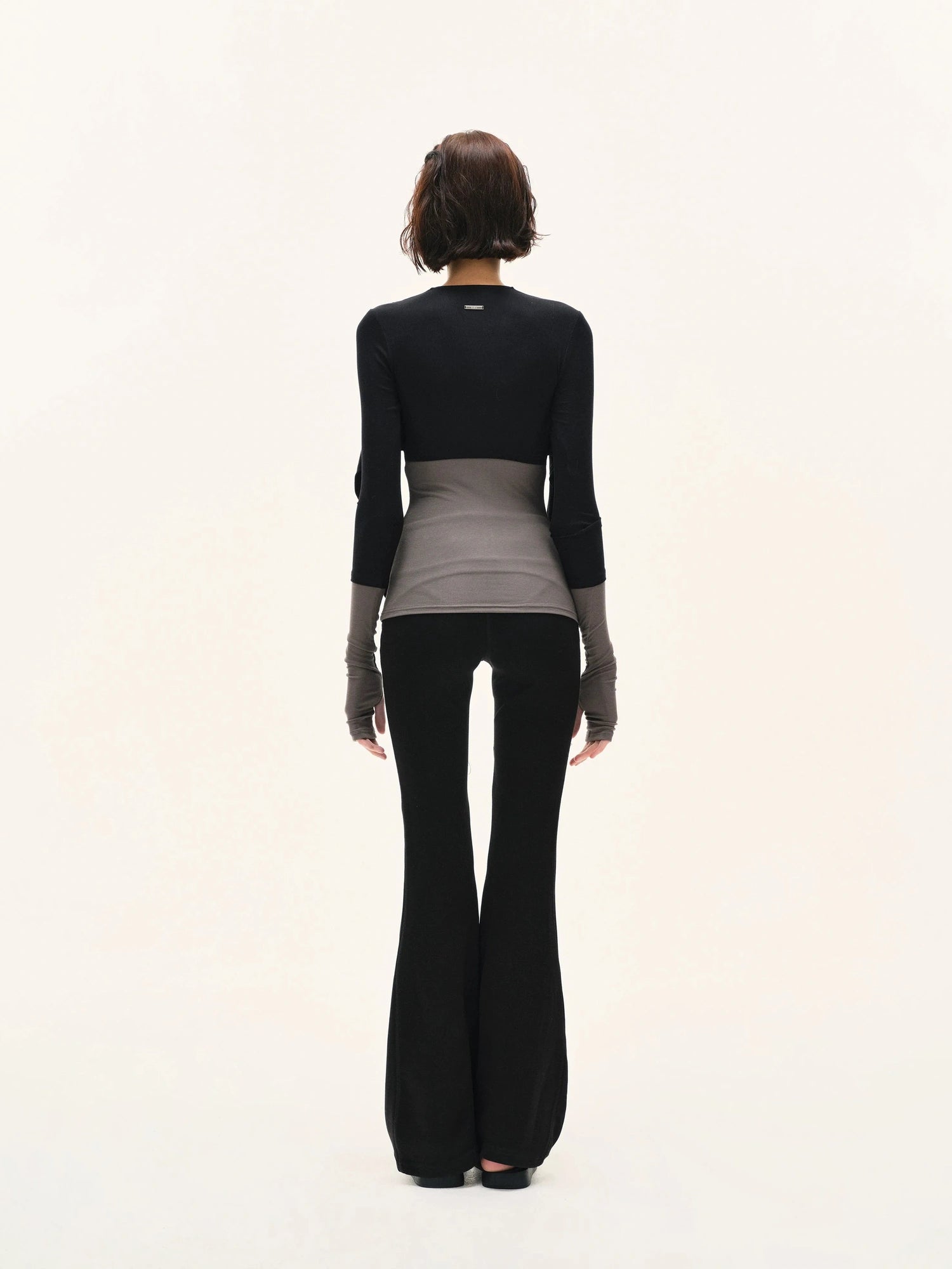 kvkv Two Tone Stretch Slim Fit Long Sleeve Top