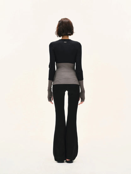 kvkv Two Tone Stretch Slim Fit Long Sleeve Top