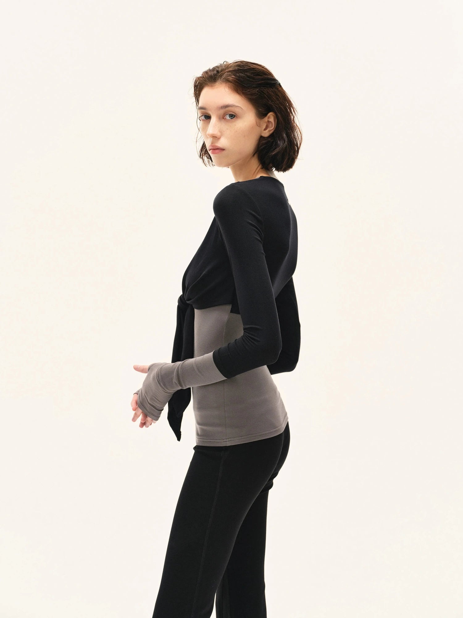 kvkv Two Tone Stretch Slim Fit Long Sleeve Top