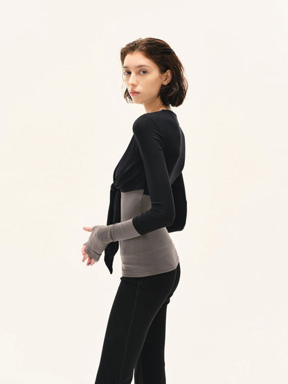 kvkv Two Tone Stretch Slim Fit Long Sleeve Top
